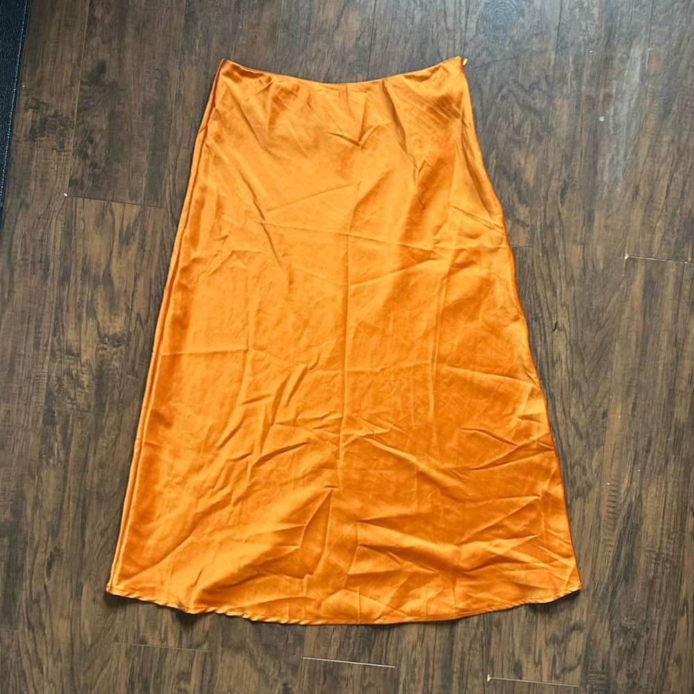 Orange satin skirt Shein